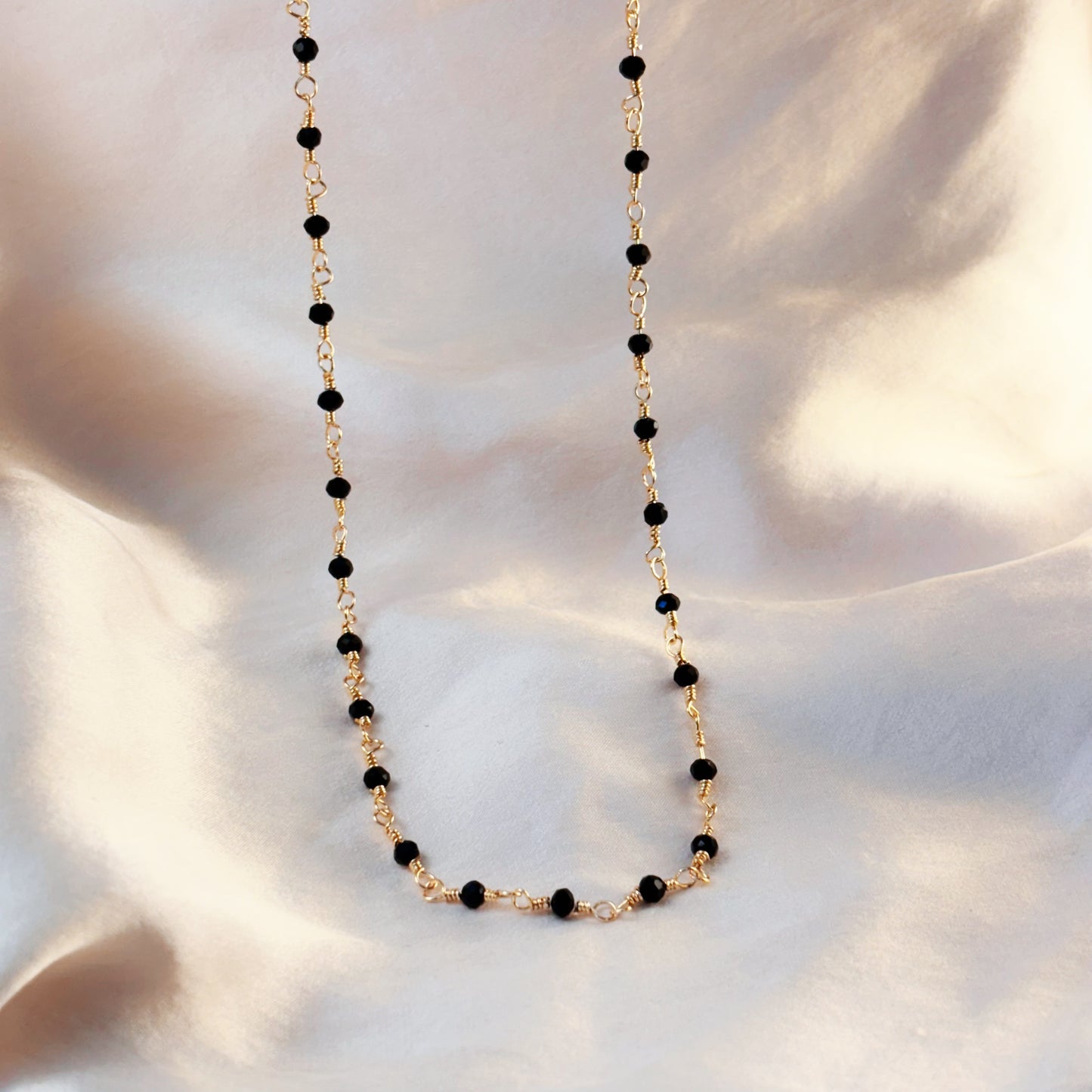 Onyx Beads Gold Stacking Necklace